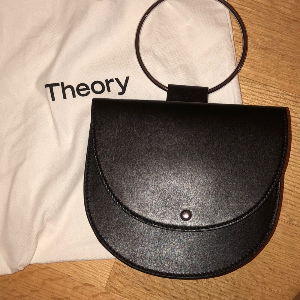 Black leather Theory clutch/crossbody